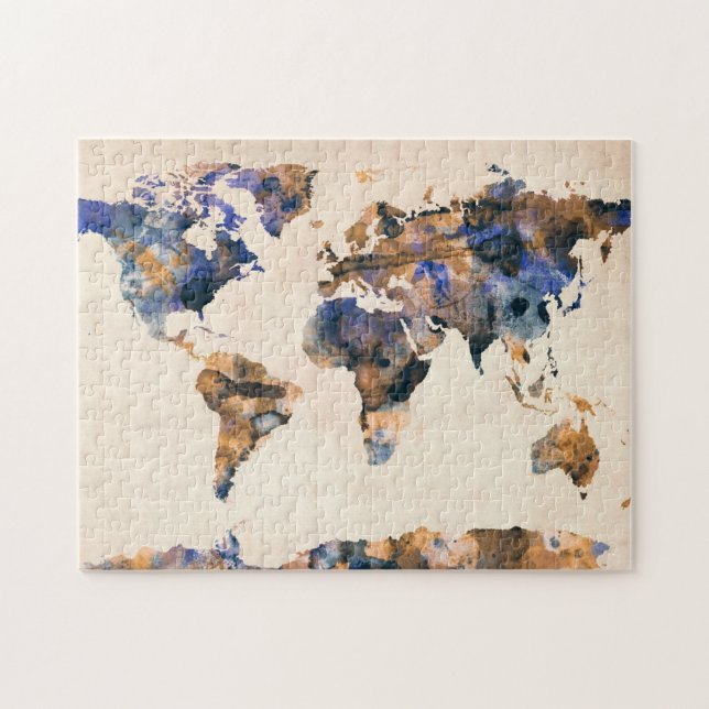 Puzzle Aquarelle de carte du monde (Horizontal)
