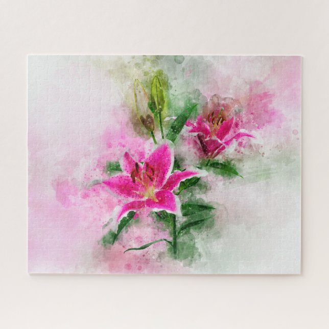 Puzzle Aquarelle de fleur de Stargazer Lily - wb 02 (Horizontal)