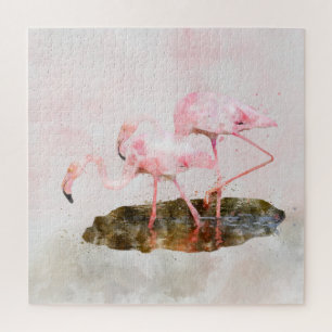 Puzzle Aquarelle de l'entreprise de Flamants roses roses