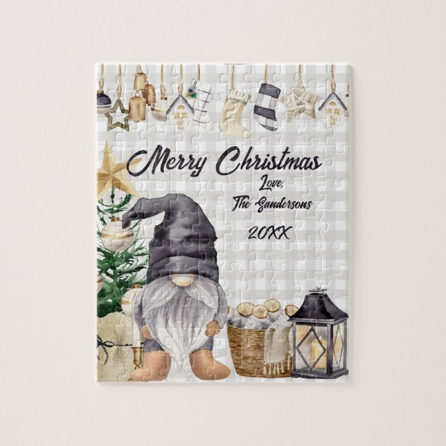 Puzzle Aquarelle de Noël Gnome Pays (Vertical)