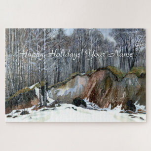 Puzzle Aquarelle de peinture de ravin neigeux