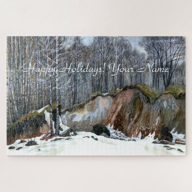 Puzzle Aquarelle de peinture de ravin neigeux (Horizontal)