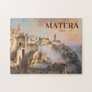 Puzzle Aquarelle de voyage Sassi di Matera Italie vintage