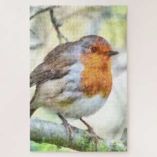 Puzzle Aquarelle d'hiver Robin de Noël