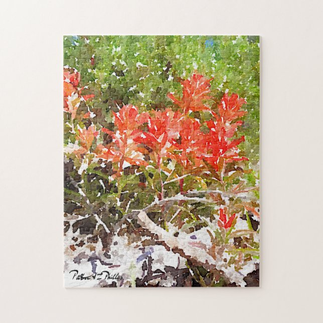 Puzzle Aquarelle du Fleur sauvage de peinture indienne (Vertical)