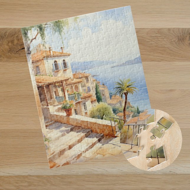 Puzzle Aquarelle du village méditerranéen (Créateur téléchargé)