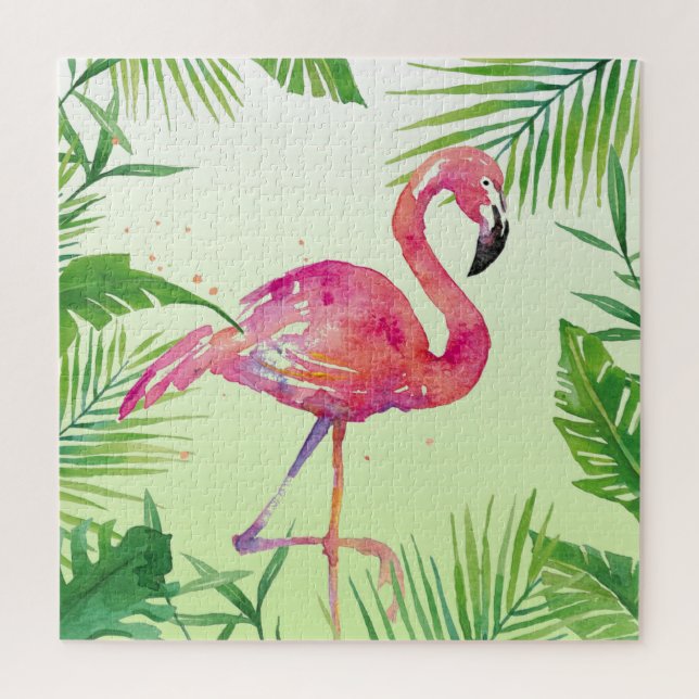 Puzzle Aquarelle Flamant rose peint à la main (Vertical)