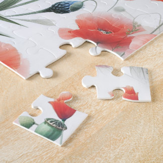 Puzzle Aquarelle Fleur Sauvage Pavot Daisy 