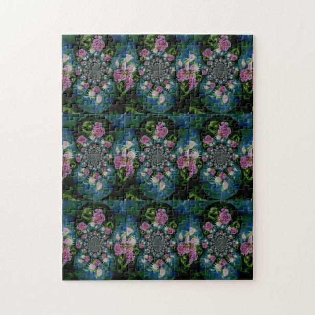 Puzzle Aquarelle florale de pivoine rose blanc (Vertical)
