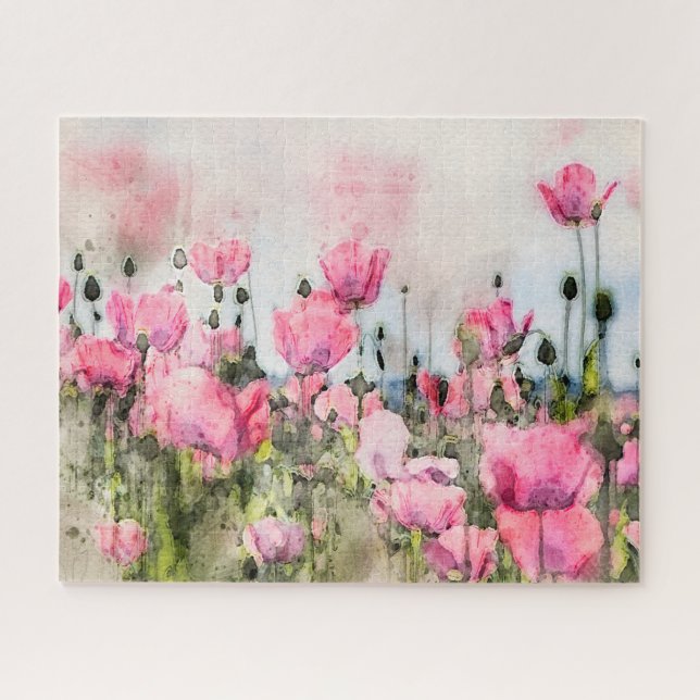 Puzzle Aquarelle florale rose Artistique (Horizontal)