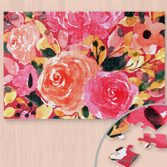 Puzzle Aquarelle Florale rose pâle (Créateur téléchargé)