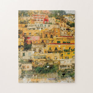 Puzzle aquarelle méditerranéenne positano italique