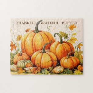 Puzzle Aquarelle mignonne Citrouilles Merci Grateful béni