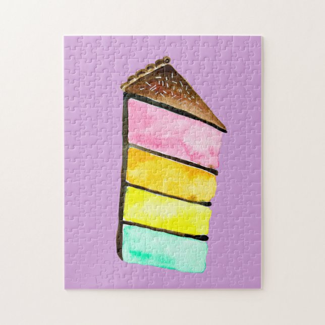 Puzzle Aquarelle mignonne de gâteau arc-en-ciel (Vertical)