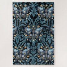 Aquarelle mystique Bleu et doré Night Moth