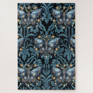 Puzzle Aquarelle mystique Bleu et doré Night Moth