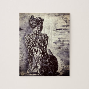Puzzle Aquarelle - Nature Lady - Noir & Blanc