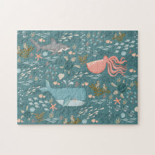Puzzle Aquarelle Océan Animaux à la recherche et à la rec