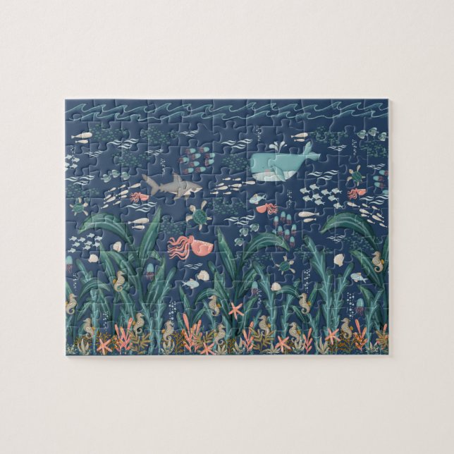 Puzzle Aquarelle Océan Kelp Forest Rechercher et trouver  (Horizontal)