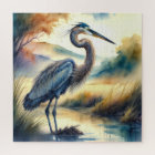 Aquarelle Peinture de Grand Héron Bleu
