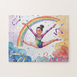 Puzzle Aquarelle Personnalisée Cute gymnastique fille ros