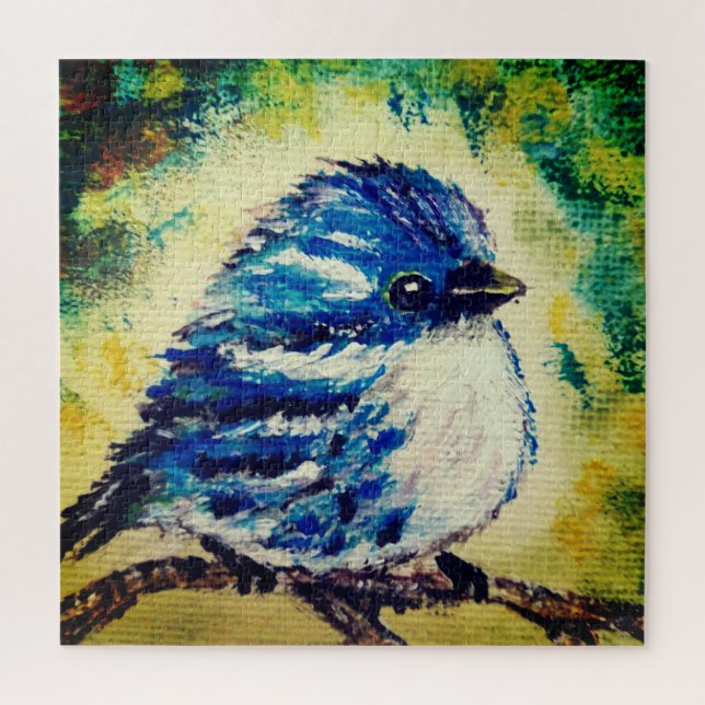 Puzzle Aquarelle - Petit Oiseau bleu (Vertical)