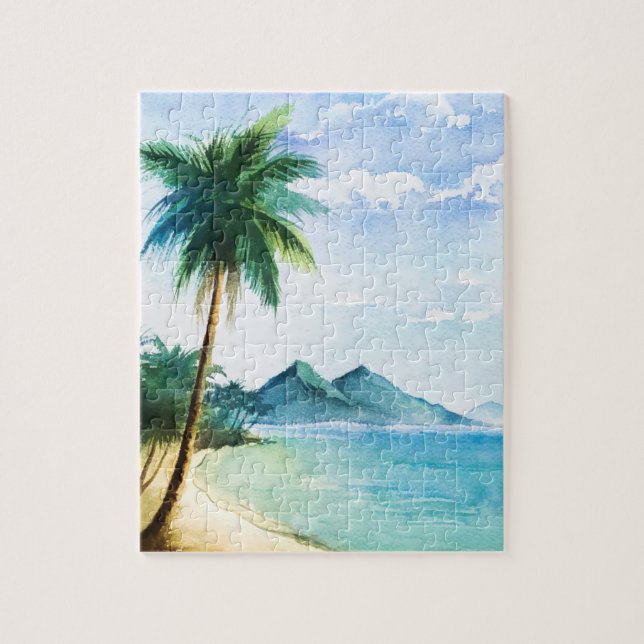 Puzzle Aquarelle Plage Palm 8x10 (Vertical)