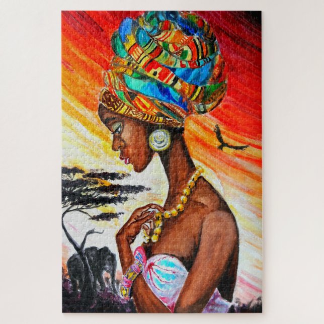 Puzzle Aquarelle - Princesse Africaine - Choisir la taill (Vertical)