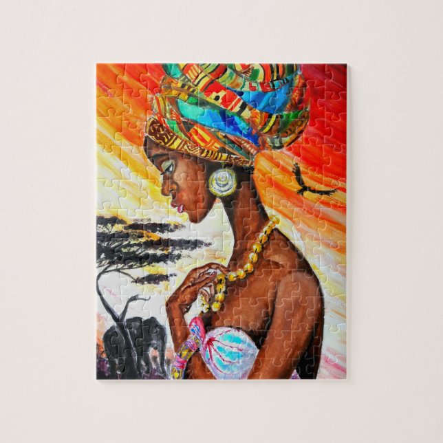 Puzzle Aquarelle - Princesse Africaine - Jolie Femme (Vertical)