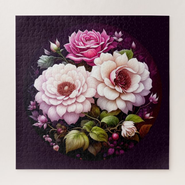 Puzzle Aquarelle rose Roses Floral (Vertical)