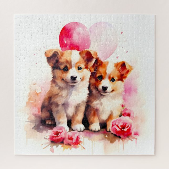 Puzzle Aquarelle Rosy Puppy Love (Vertical)