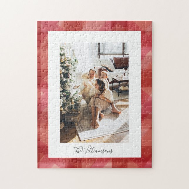 Puzzle Aquarelle rouge Plaid Russe Photo de Noël  (Vertical)