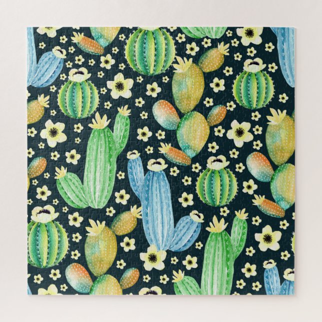 Puzzle Aquarelle Succulente Cactus Motif Floral (Vertical)