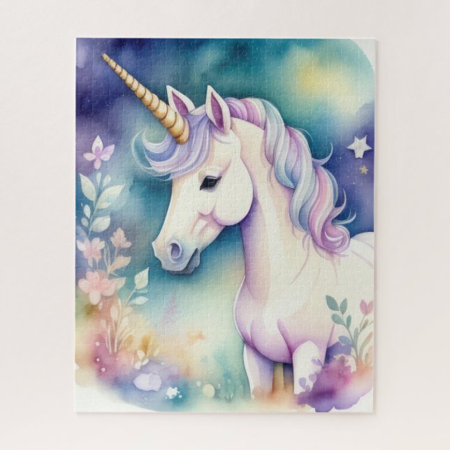 Puzzle Aquarelle Unicorne dans les Pastels doux (Vertical)