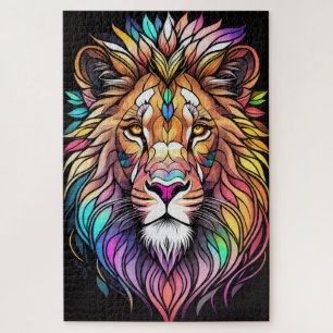 Puzzle Aquarelle Verre verni Style Lion