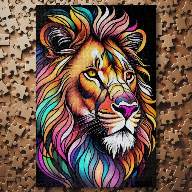 Puzzle Aquarelle Verre verni Style Lion (Créateur téléchargé)