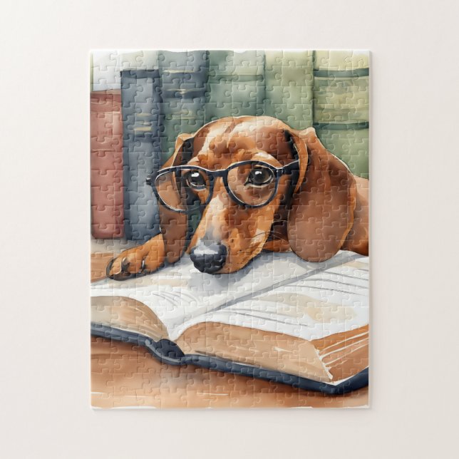 Puzzle Aquarelle Vintage Dachshund Dog (Vertical)