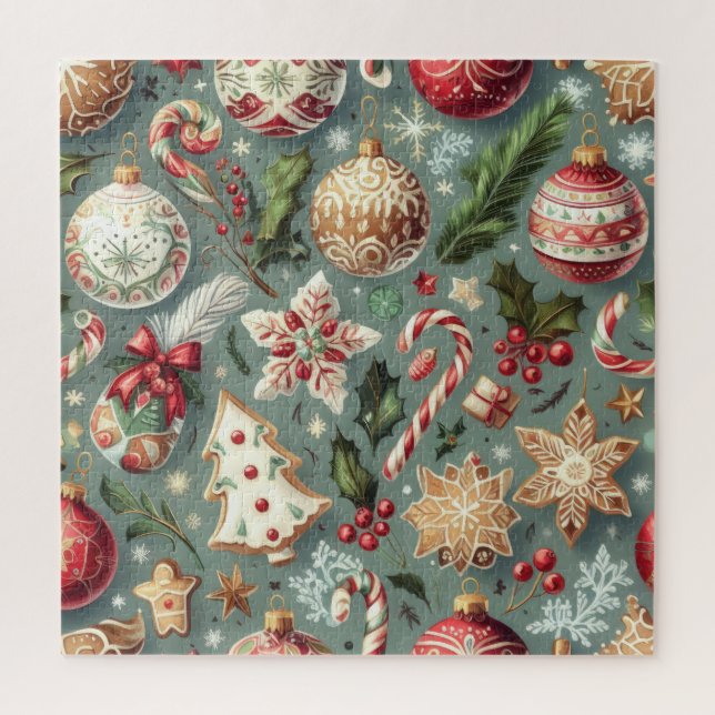 Puzzle Aquarelle Vintage Motifs de Noël (Vertical)