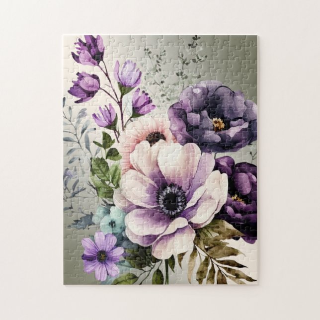 Puzzle Aquarelle violet rose Fleurs Golden Elegant (Vertical)