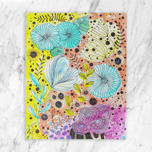 Puzzle Aquarelle vive et fleurs de gribouillis d'encre