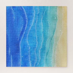 Puzzle Aquarelle vue mer et plage.