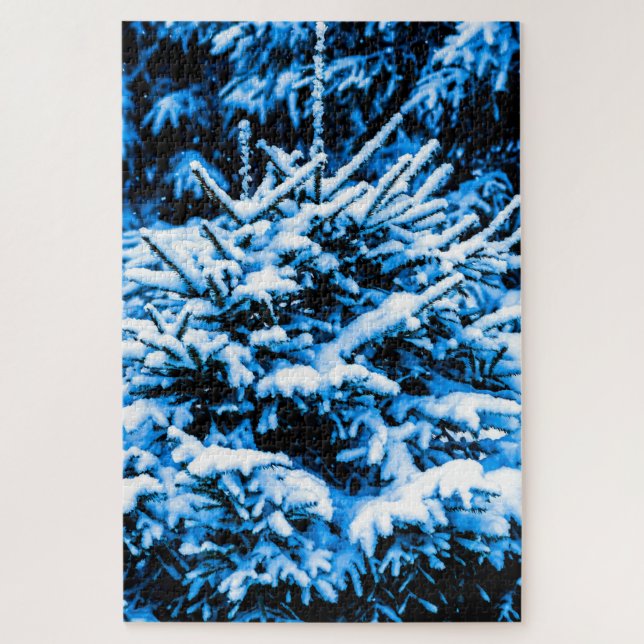 Puzzle Arbre à épinette recouvert de neige (Vertical)