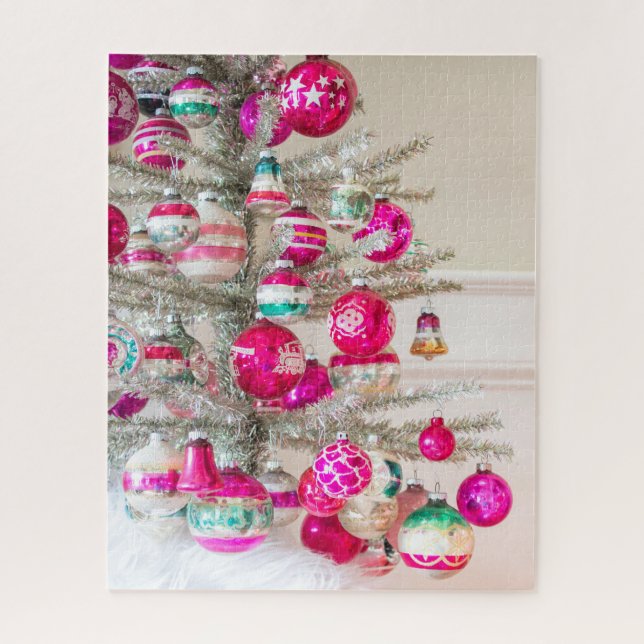 Puzzle Arbre à manteaux argentés avec ornement de Noël vi (Vertical)