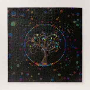 Puzzle Arbre à spirale dorée Couleur Peinture Splatter #1