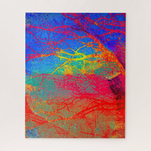 Puzzle Arbre Abstrait en rouge et bleu