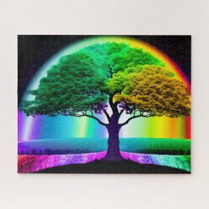 Puzzle Arbre arc-en-ciel coloré et joyeux de la vie