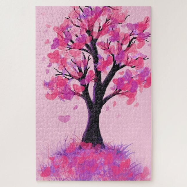 Puzzle Arbre d'amour romantique - Collection d'art dessin (Vertical)