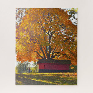 Puzzle arbre d'automne et grange