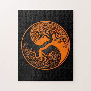 Puzzle Arbre de la vie orange et noir Yin Yang