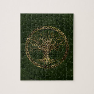 Puzzle Arbre de la vie - Yggdrasil - vert et or